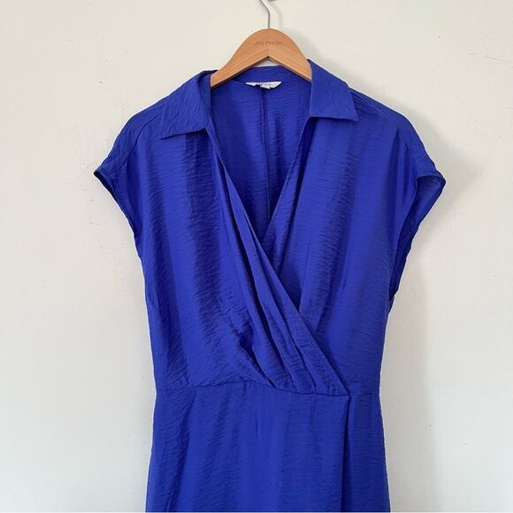 Reitmans Vibrant Blue Cross Over V-neckline Cap Sleeve‎ Midi Dress - Picture 8 of 9